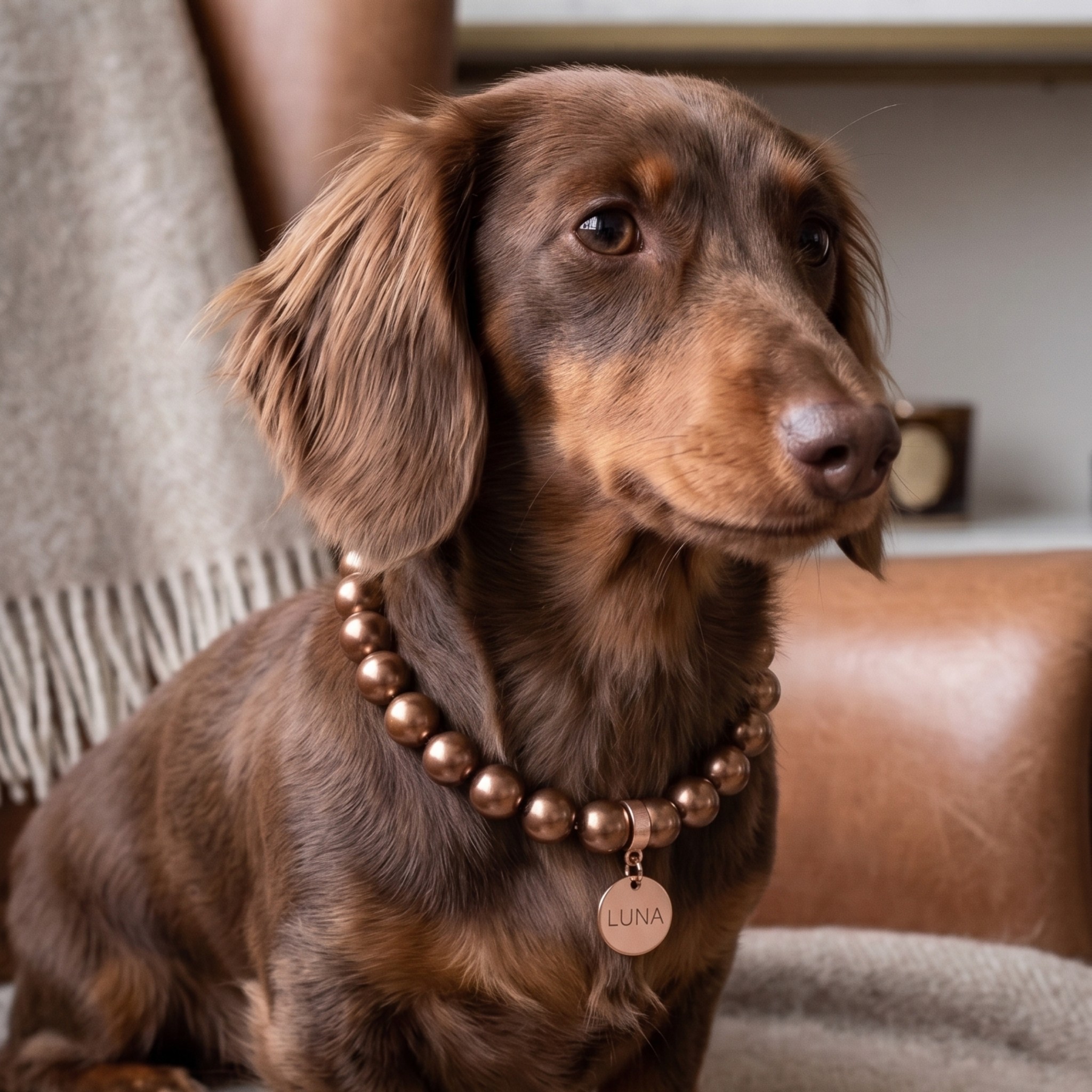 Collana Decorativa per Cani in Pasta di Conchiglia e Dettagli in Zama